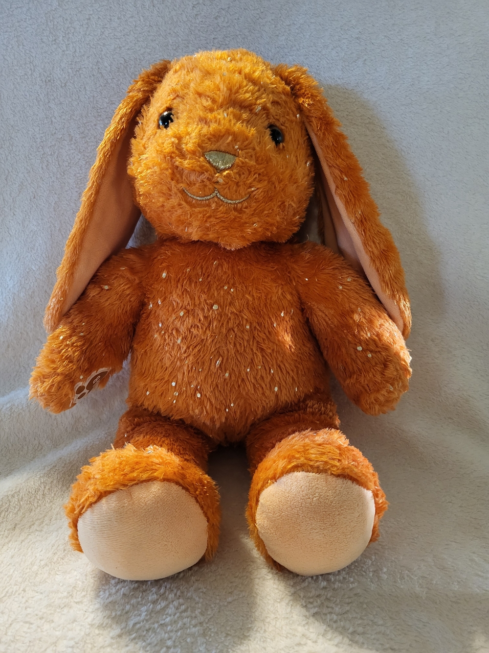 Build A Bear Pumpkin Spice Gold Sparkles Bunny Rabbit 16" Plush BAB Pawlette